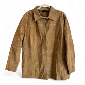 Women's Tan Suede Button-Front Jacket